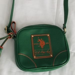 U.S. Polo Assn green crossbody bag w/ orange trim
